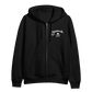 Black Independent Trading Company zip-up hoodie featuring a white Starcrawler logo and a skull and crossbones emblem on the left chest.